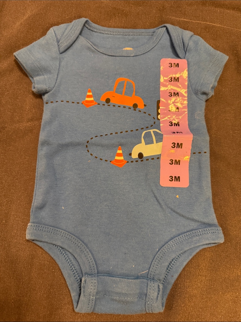 Blue Baby Short-Sleeve Onesie with Car Print - 3M